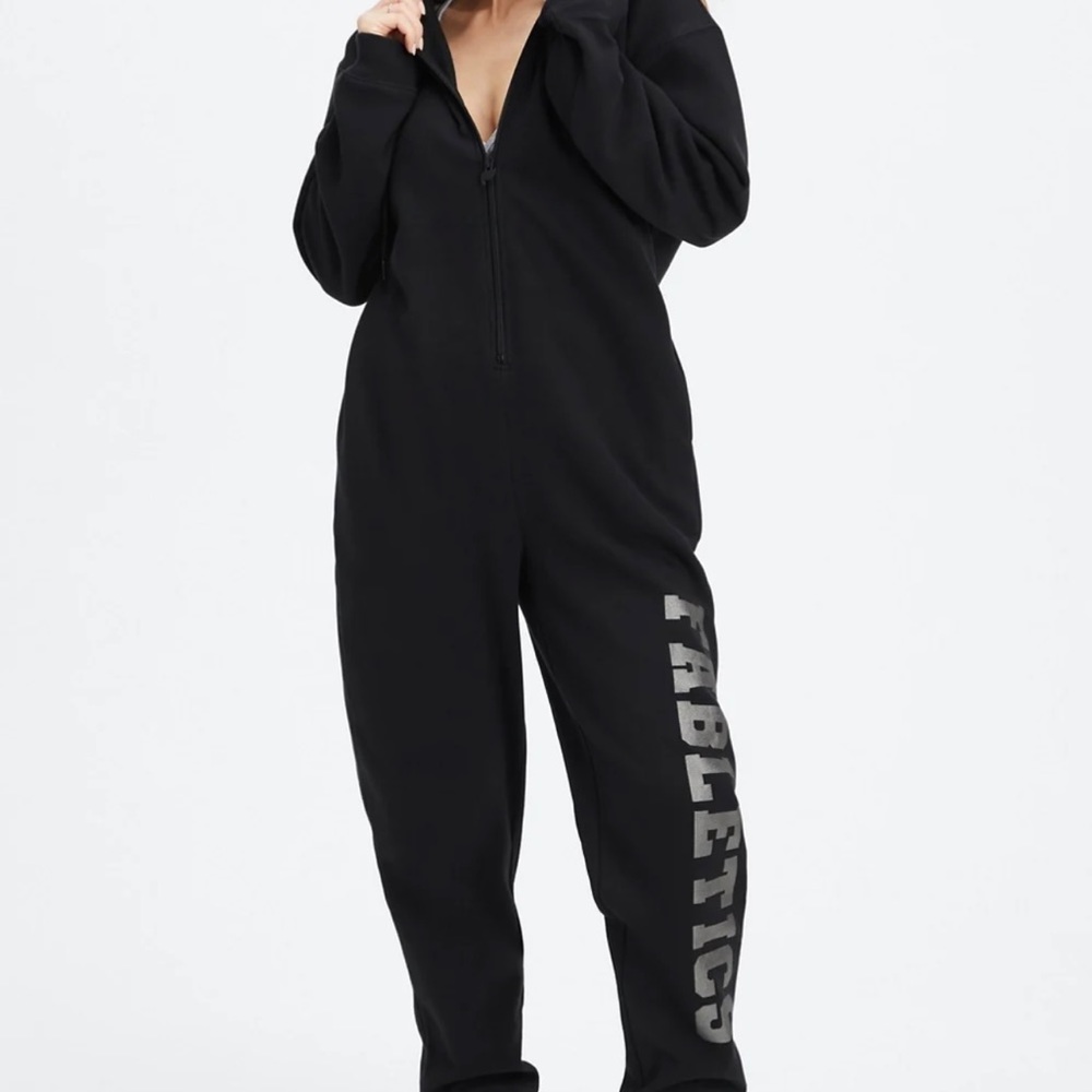 Size medium fabletics onsie with hood, NWT